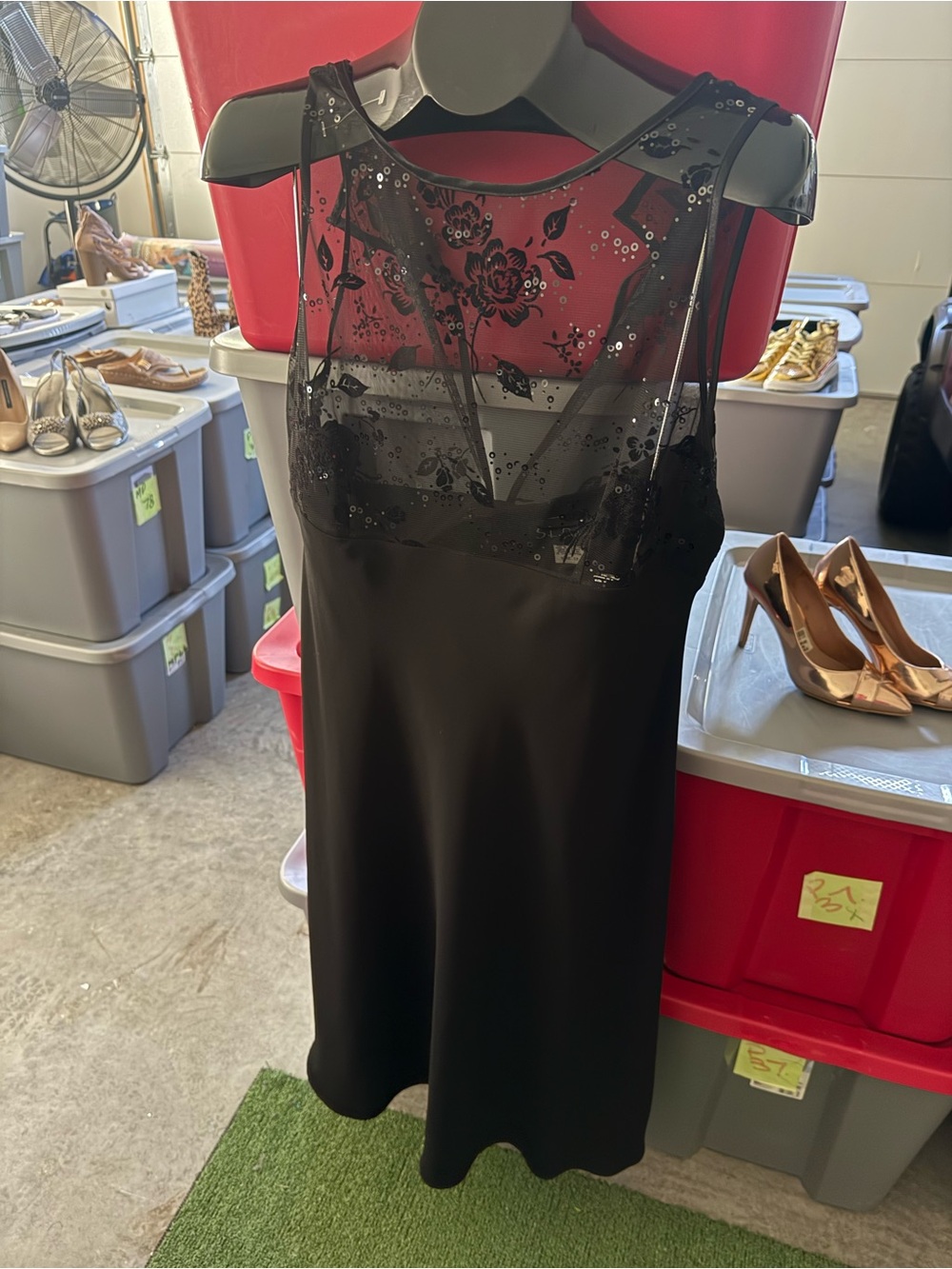 Black Sequin Sheer Yoke Slip Dress p22